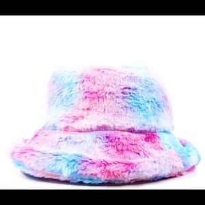 Purple tie-dye bucket hat. Rainbow tie-dye bucket hat. Pink tie-dye bucket hat.